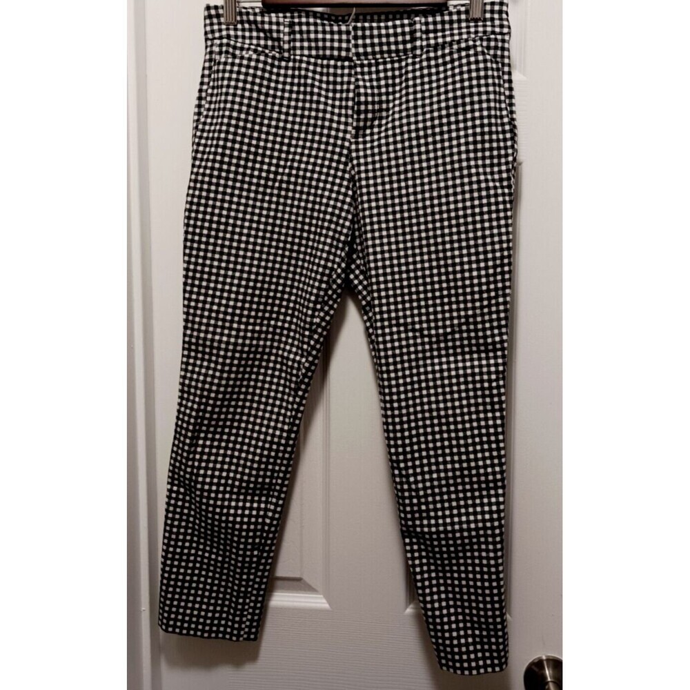 Old Navy Women's Stretch Mid Rise Pixie Black White Skinny Pants Size 6